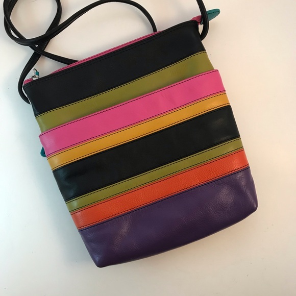 ili New York Multi Coloured Leather Crossbody Bag NWOT - Picture 6 of 14